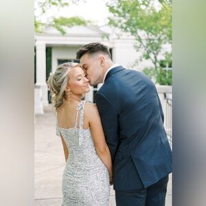 Blue and White Floral Tie-Strap Dress